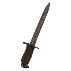Knife, Fighting, Bayonet, M1, UTICA CUTLERY, Modified, with Leather Scabbard, Theater-Made