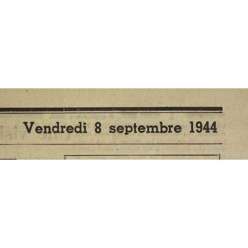 Newspaper, Belgian, La Libre Belgique, September 8, 1944