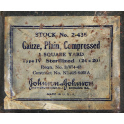 Gaze stérile, Gauze, Plain, Compressed, Johnson & Johnson, Stock No. 2-435