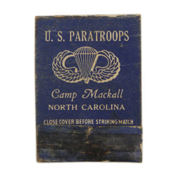 Pochette d'allumettes, U.S. PARATROOPS - Camp Mackall, NORTH CAROLINA
