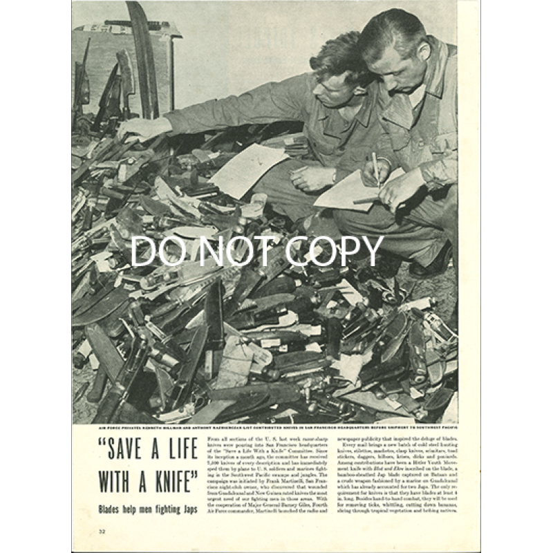 Pub magazine LIFE, "Save a Life With a Knife"
