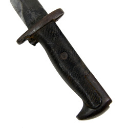 Couteau de combat, US Army, baïonnette de M1 Garand, OL 1942, modifiée, avec fourreau Mk I, US Navy, raccourci