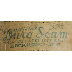 Balle de softball, Duro Seam, dédicacée, East Orange, 1942