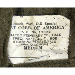 Hood, Wool, OD, Special, US Army, Size Medium, Named