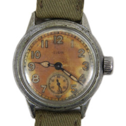 Montre, US Army, ELGIN, bracelet en cuir et toile