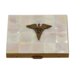 Compact, Powder, Brass and Mother-of-Pearl, US Army Medical Department