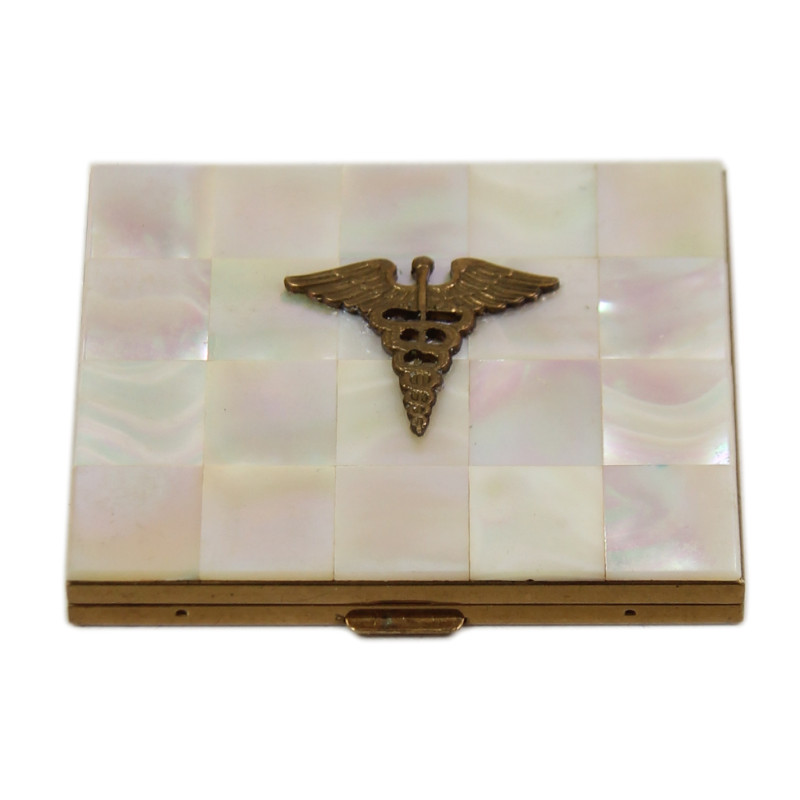 Compact, Powder, Brass and Mother-of-Pearl, US Army Medical Department