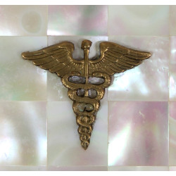 Poudrier en laiton, couvercle nacré, US Army Medical Department
