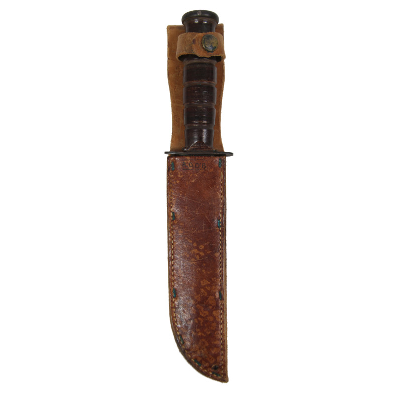 Couteau de combat, MK 2, CAMILLUS, USMC, avec fourreau en cuir nominatif
