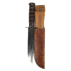 Couteau de combat, MK 2, CAMILLUS, USMC, avec fourreau en cuir nominatif