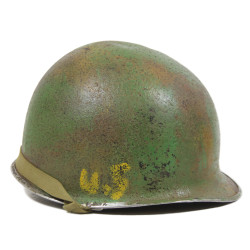 Helmet, M1, Fixed Loops, Camouflaged, ST. CLAIR RUBBER CO. Liner