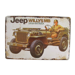 Plaque, Jeep Willys, en bois