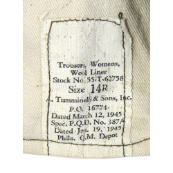 Trousers, Women's, Wool Liner, WAC & Nurse, 14R, 1945
