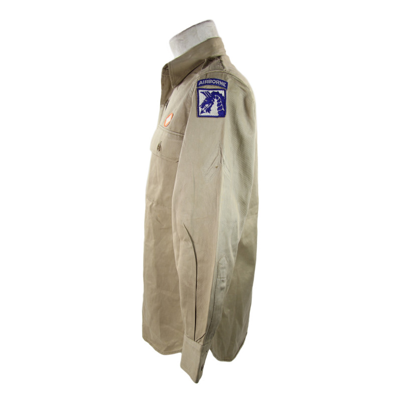 Shirt, Cotton, Khaki, 50th Signal Bn., XVIII Airborne Corps, Battle of the Bulge, Harzé