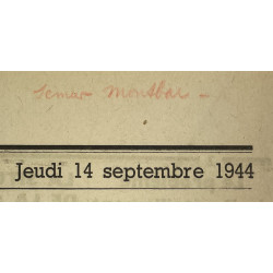 Journal belge, La Libre Belgique, 14 septembre 1944