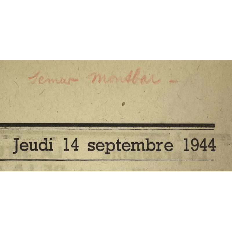 Newspaper, Belgian, La Libre Belgique, September 14, 1944