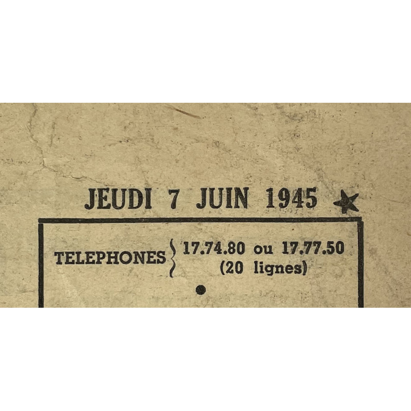 Journal belge, Le Soir, 7 juin 1945