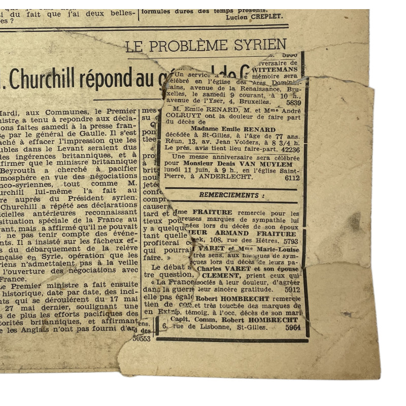 Newspaper, Belgian, Le Soir, June 7, 1945