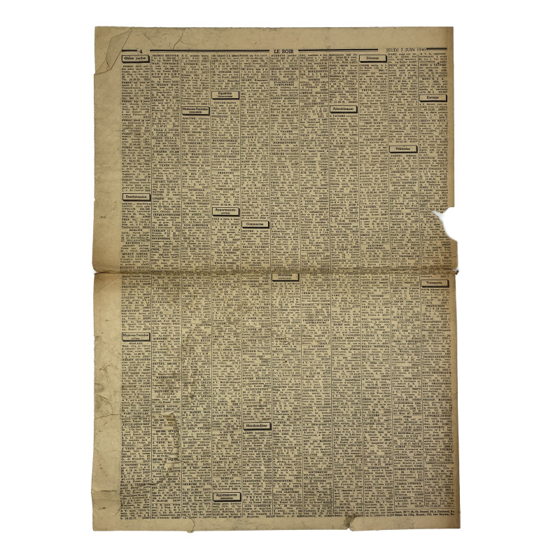 Newspaper, Belgian, Le Soir, June 7, 1945
