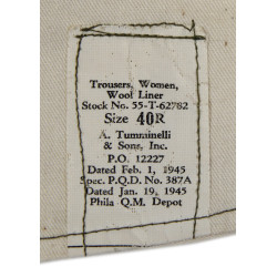 Trousers, Women's, Wool Liner, WAC & Nurse, 40R