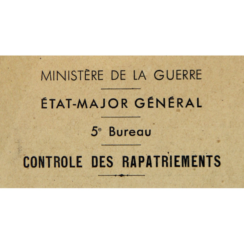 Fiche d'interrogatoire de dépistage pour Alsaciens ou Lorrains prisonniers des Armées Alliées