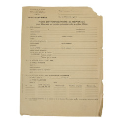 Form, Interrogation, French POWs from Alsace & Lorraine, Captured by the Allies