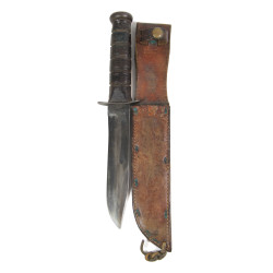 Couteau de combat, MK 2, KA-BAR, OLEAN, N.Y., US Navy, avec fourreau en cuir, BOYT -43-