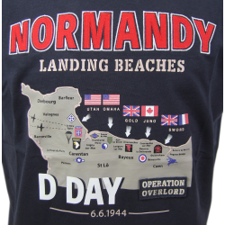 T-shirt, D-Day map, navy blue