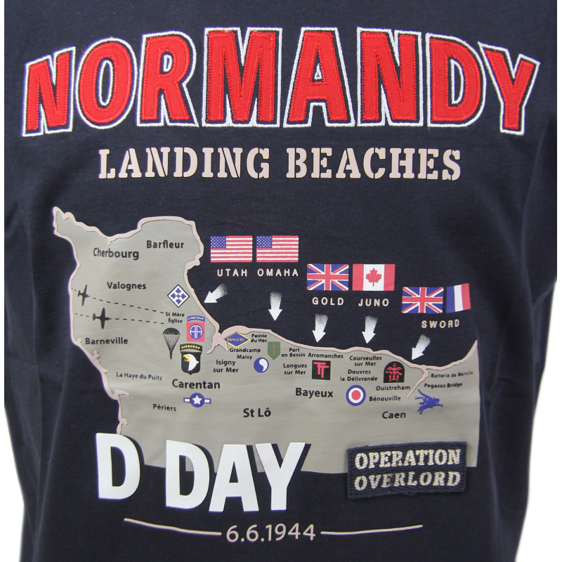 T-shirt, D-Day map, navy blue