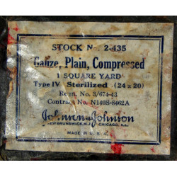 Gaze stérile, Gauze, Plain, Compressed, Johnson & Johnson, Stock No. 2-435