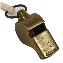 Sifflet en laiton, REGULATION, US Army, avec photographie