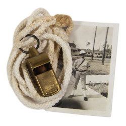 Whistle, Brass, REGULATION, US Army, with Photograph
