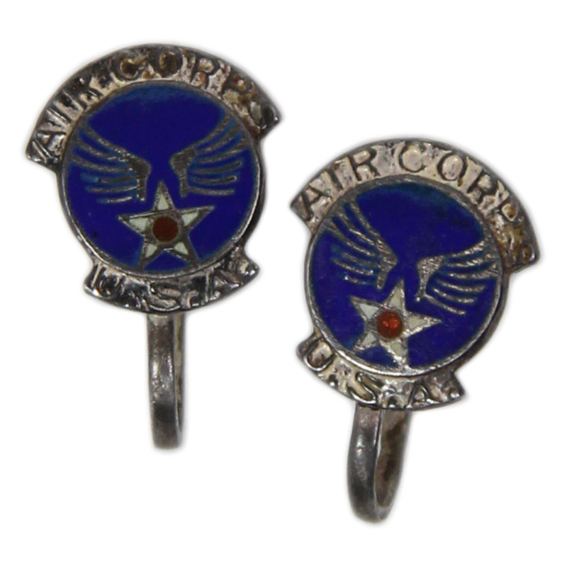 Boucles d'oreilles, Sweetheart, US Army Air Corps, Sterling