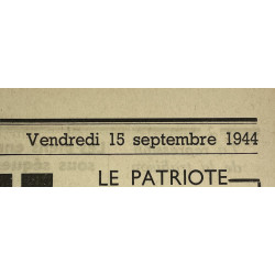 Journal belge, La Libre Belgique, 15 septembre 1944