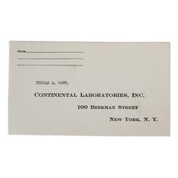 Enveloppe, Thomas D. Mann, Continental Laboratories, Inc., New York