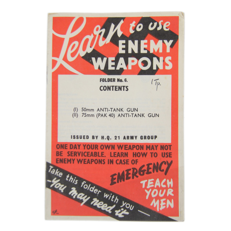 Leaflet, British, Learn To Use Enemy Weapons, 50mm Anti-Tank Gun & 75mm Anti-Tank Gun, 1944