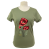 T-shirt kaki, femme, coquelicots sequins T-shirt kaki, femme, coquelicots sequins
