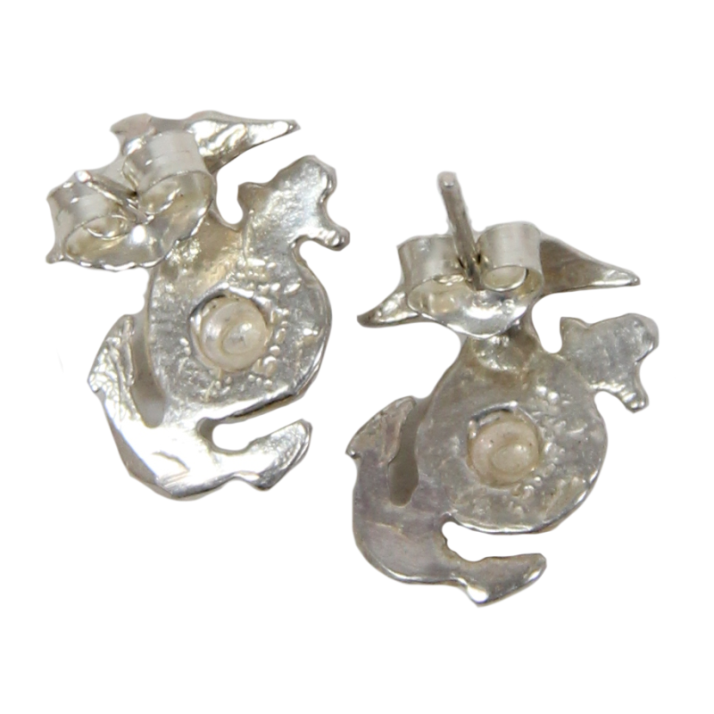 Boucles d'oreilles en argent, USMC, argent