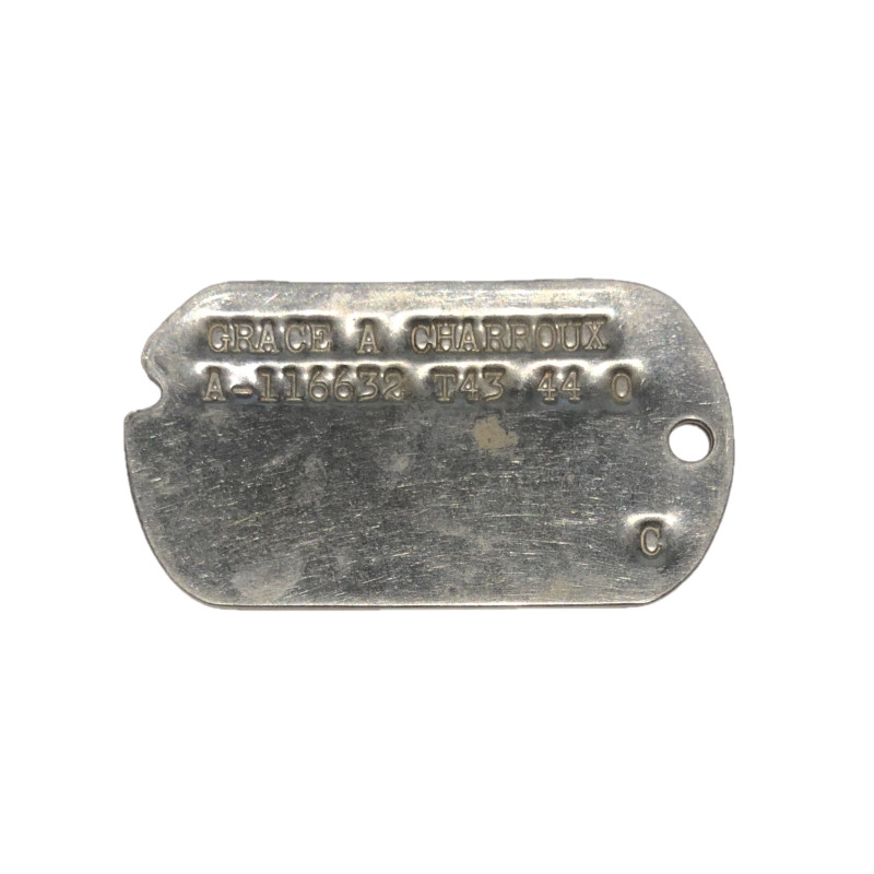 Plaque d'identité, Dog Tag, T/5 Grace Charroux, WAC