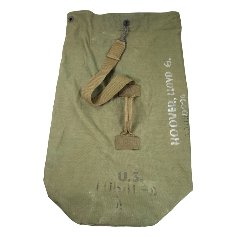 Bag, Duffle, 1944, Pfc. Lloyd Hoover, Hq., 8th Infantry Division, ETO Bag, Duffle, 1944, Pfc. Lloyd Hoover, Hq., 8th Infantry Division, ETO