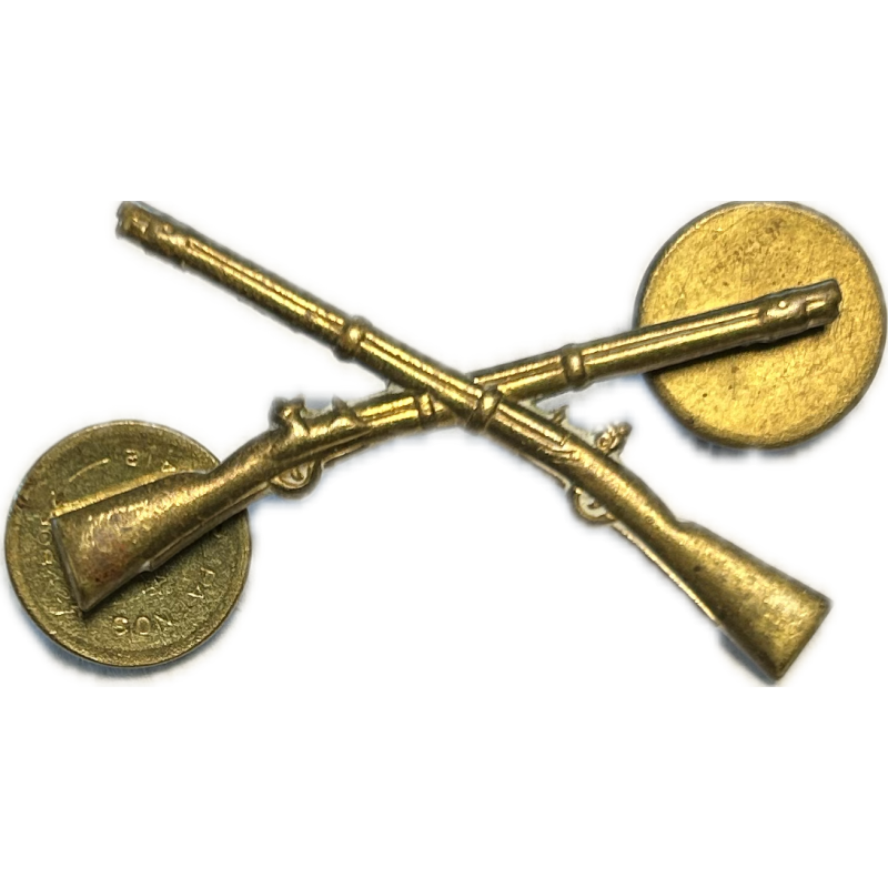 Insignia, Collar, Officer, US Infantry, Clutch Back Insignia, Collar, Officer, US Infantry, Clutch Back