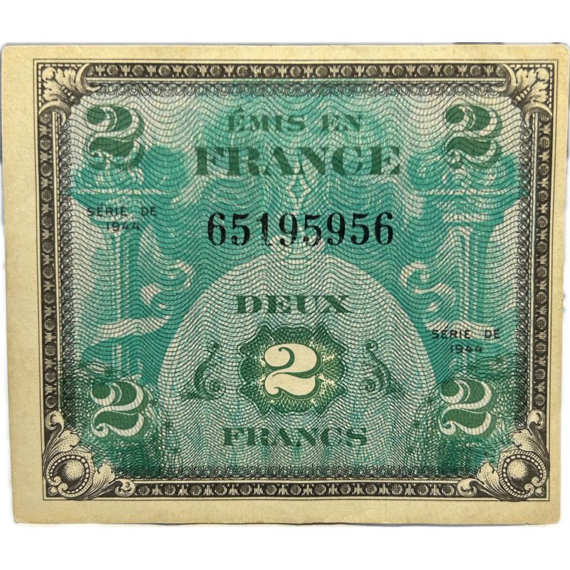 Banknote, Flag, (Invasion Money), 2 Francs, 1944 Banknote, Flag, (Invasion Money), 2 Francs, 1944