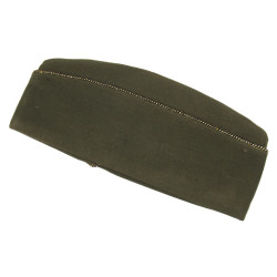 Cap, Garrison, Wool Elastique, OD, Dark, Officer's, Size 6 7/8, Partial ASN