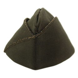 Cap, Garrison, Wool Elastique, OD, Dark, Officer's, Size 6 7/8, Partial ASN