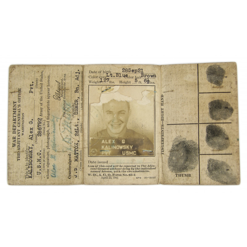 Card, Identification, 1st type, USMC Card, Identification, 1st type, USMC