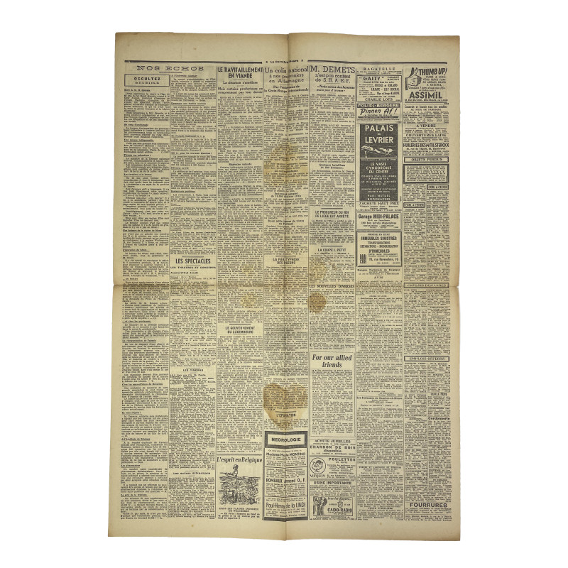 Newspaper, Belgian, La Dernière Heure, October 26, 1944
