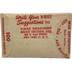 Phonograph Needles, V-DISCS, War Department