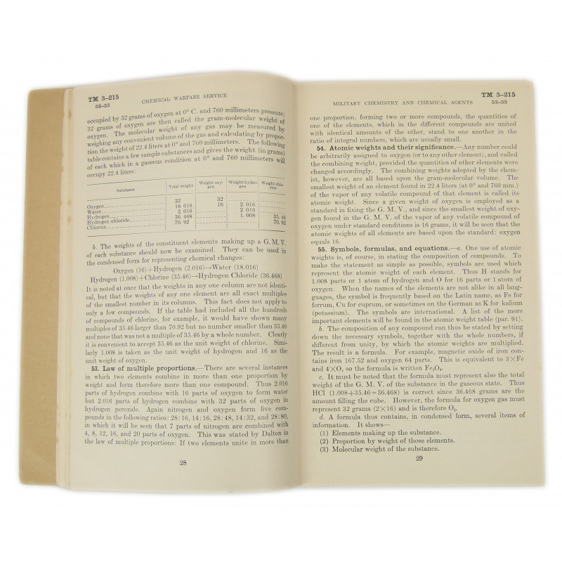 Manual, Technical, TM 3-215, Military Chemistry and Chemical Agents, 1942