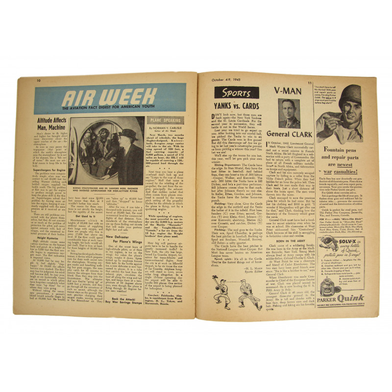 Magazine JUNIOR SCHOLASTIC, octobre 1943, Pigeon Paratrooper