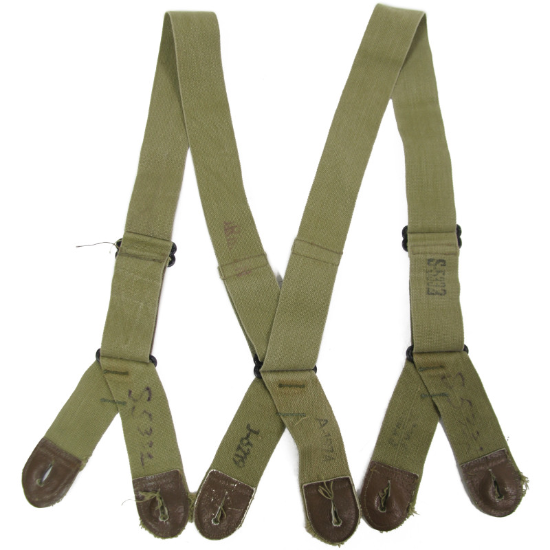 Bretelles de pantalon de parachutiste M-1942, OD 3, matricules partiels